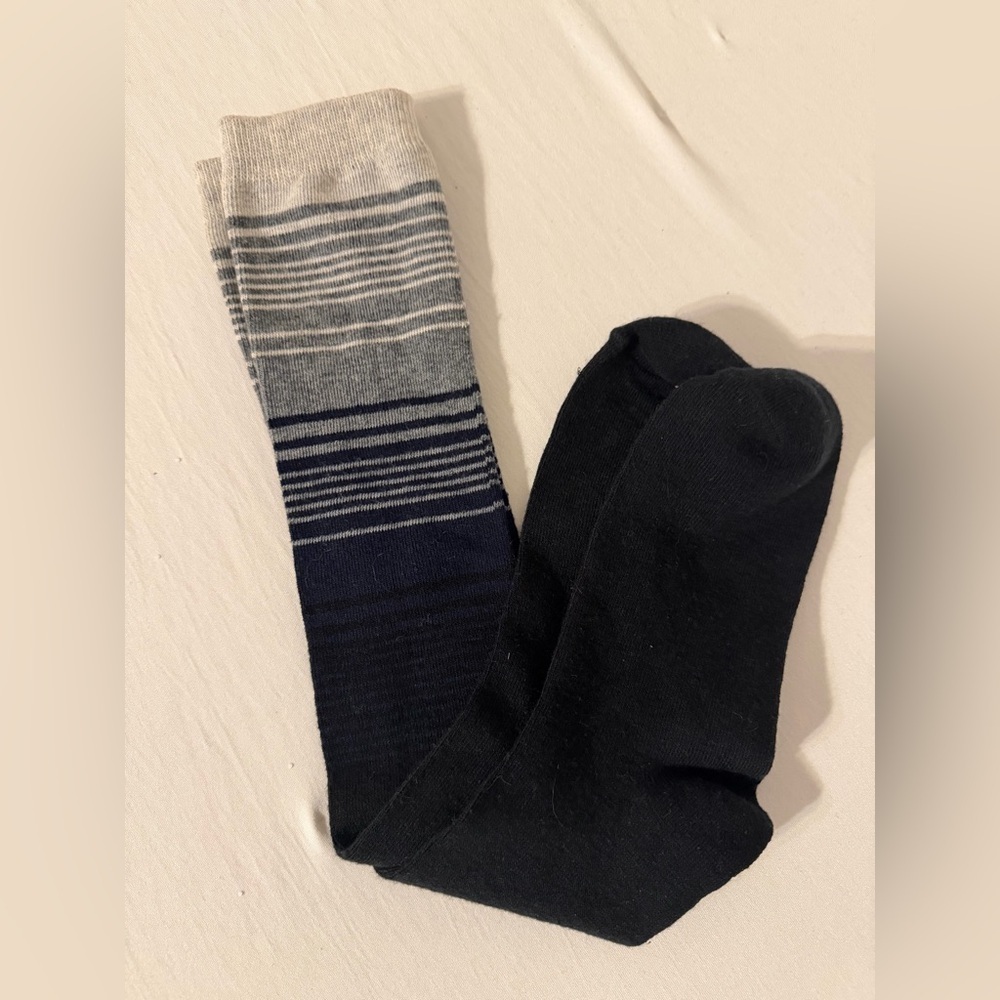 (Set) Black and Navy Striped Women's Sock